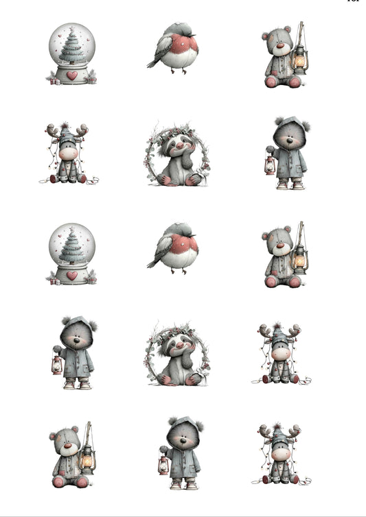 Woodland Friends Christmas Collection Cup Cake Toppers  x 15 precut