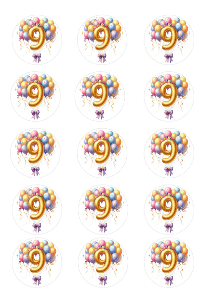 Happy Birthday Balloon Numbers Cake/ Cup Cake Topper