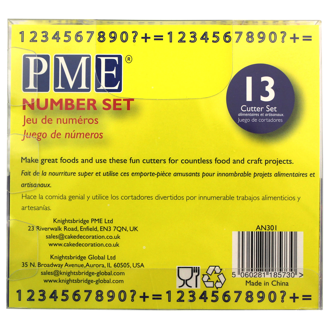 PME Alphabet Cutters - Numbers Set of 13