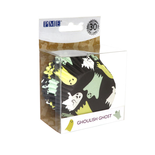 PME HALLOWEEN FOIL-LINED CUPCAKE CASES - GHOULISH GHOSTS (PACK OF 30)