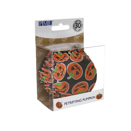 PME HALLOWEEN FOIL-LINED CUPCAKE CASES - PETRIFYING PUMPKINS (PACK OF 30)