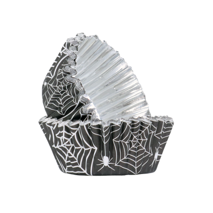 PME HALLOWEEN FOIL-LINED CUPCAKE CASES - SPIDERWEBS (PACK OF 30)