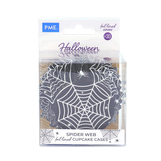 PME HALLOWEEN FOIL-LINED CUPCAKE CASES - SPIDERWEBS (PACK OF 30)