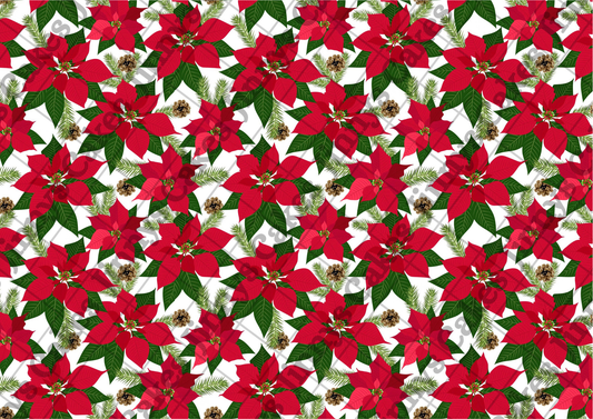 Christmas Poinsettia Floral Downloadable Christmas Cake Wrap  (watermark removed on download)