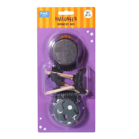PME HALLOWEEN CUPCAKE CASES & TOPPER SET OF 48 - BATS