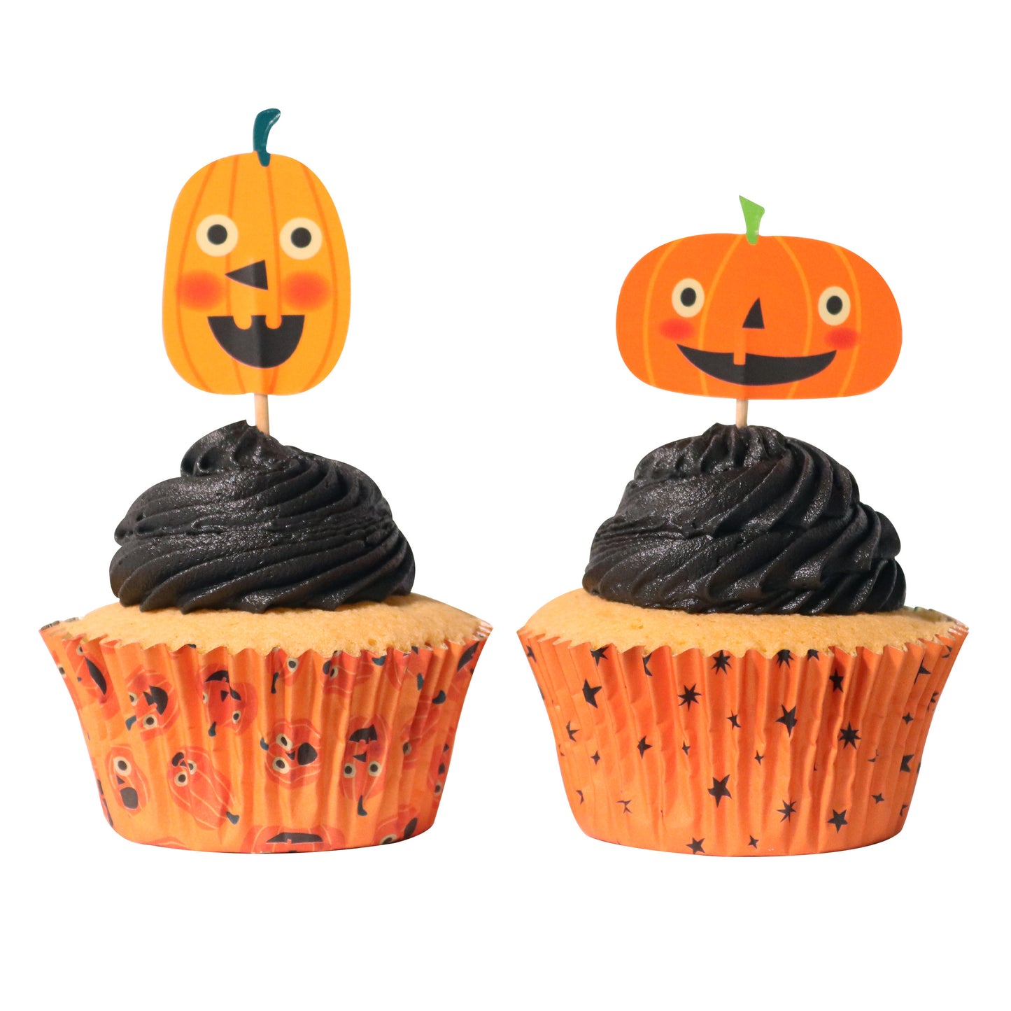 HALLOWEEN CUPCAKE CASES & TOPPER SET OF 48 - JACK-O-LANTERN