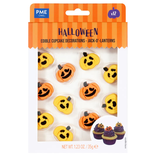 PME HALLOWEEN EDIBLE SUGAR DECORATIONS - PUMPKINS (SET OF 12)