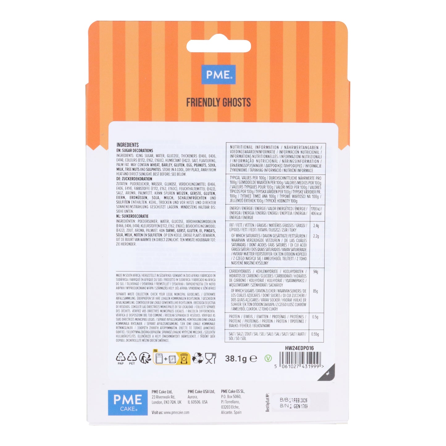 PME HALLOWEEN EDIBLE SUGAR DECORATIONS - FRIENDLY GHOSTS (SET OF 12)