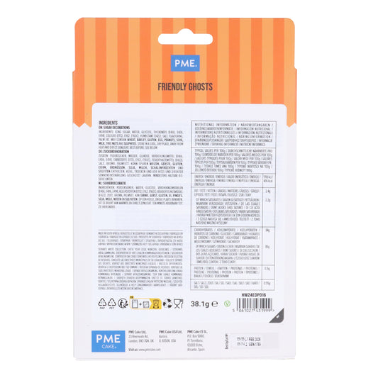 PME HALLOWEEN EDIBLE SUGAR DECORATIONS - FRIENDLY GHOSTS (SET OF 12)