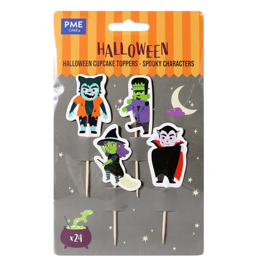 PME HALLOWEEN CUPCAKE TOPPERS - SPOOKY CHARACTERS (SET OF 24)