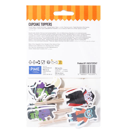 PME HALLOWEEN CUPCAKE TOPPERS - SPOOKY CHARACTERS (SET OF 24)