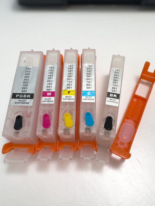5x Plnitelné kompatibilní jedlé inkoustové kazety Canon PGI580 / CLI581 (TS705(a)