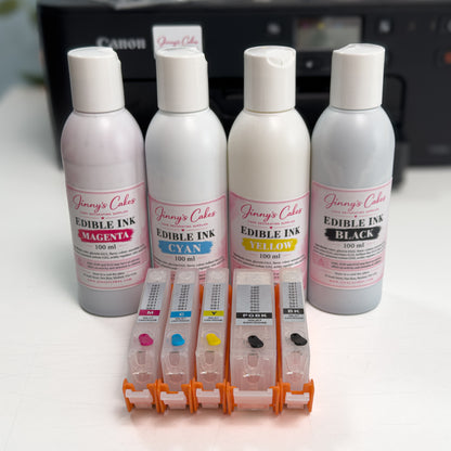 Edible Printer Ink Refill Kit – 4 × 100ml Inks, Cartridges & Syringes | Jinny’s Cakes