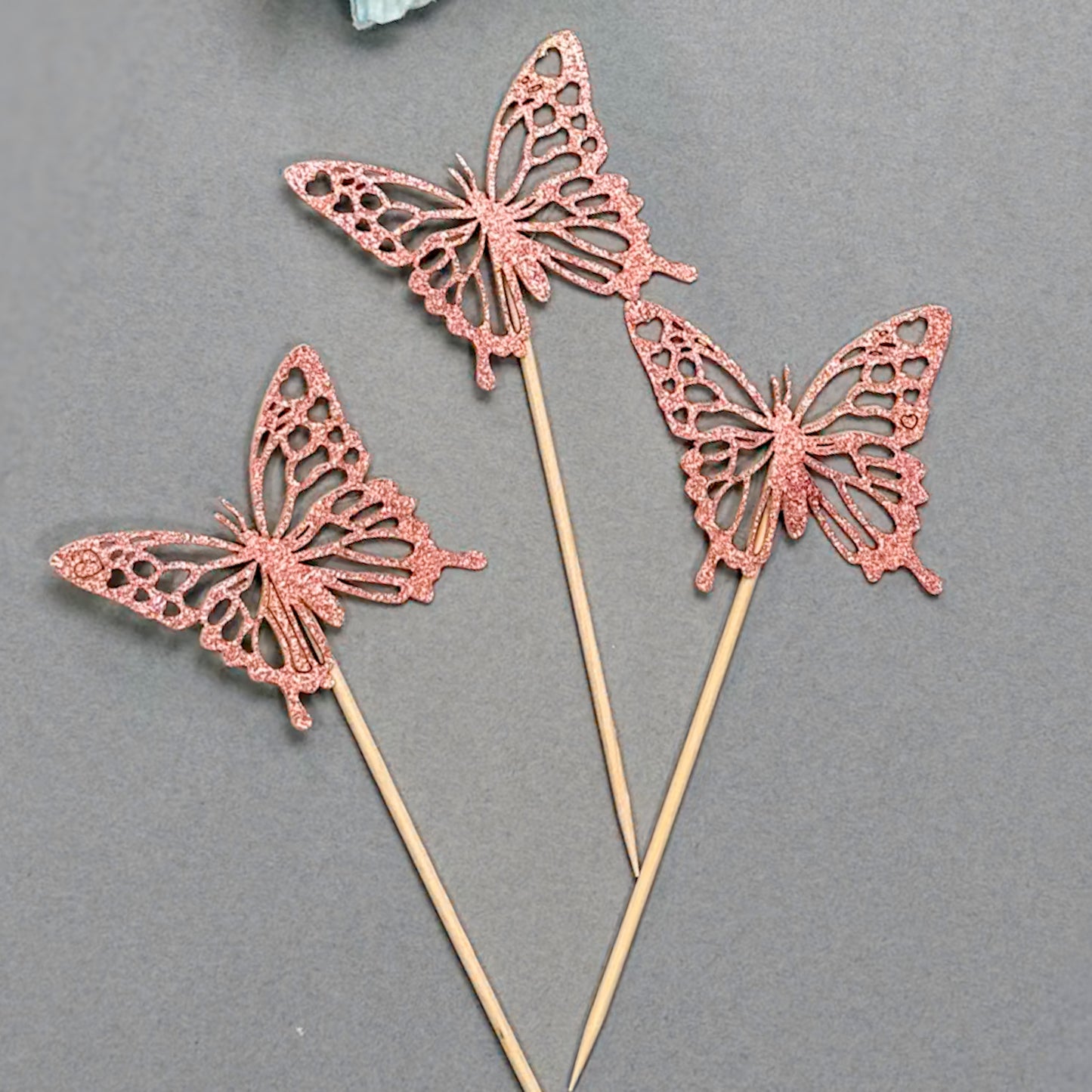 12pcs  Butterfly Cupcake Toppers with Sparkling Wings