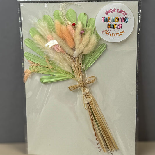 Jinnys Cakes Sun Palm and Dried Flower Set - Green & Pink (p)