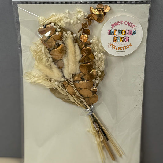 Jinnys Cakes Palm and Dried Flower Set - Pure Gold (h)