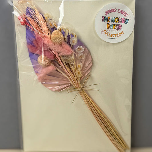 Jinnys Cakes Palm and Dried Flower Set - Purple and Light Pink (d)