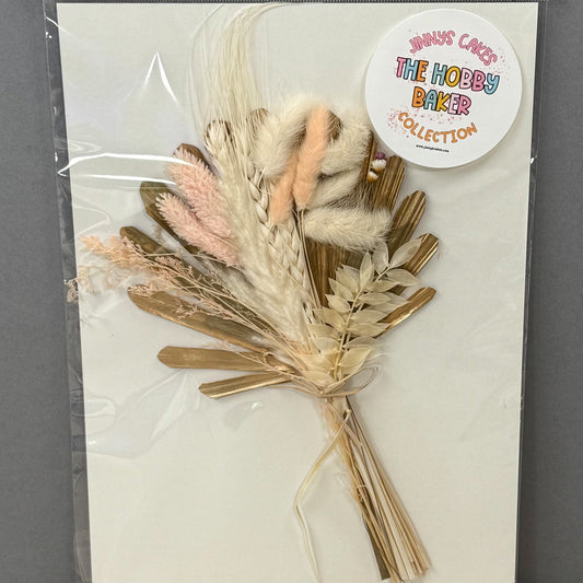Jinnys Cakes Sun Palm and Dried Flower Set - Gold & Pink (o)
