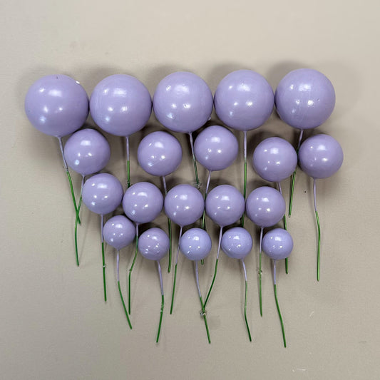 Purple Faux Ball Toppers for Cake Decoration (20 Pcs)