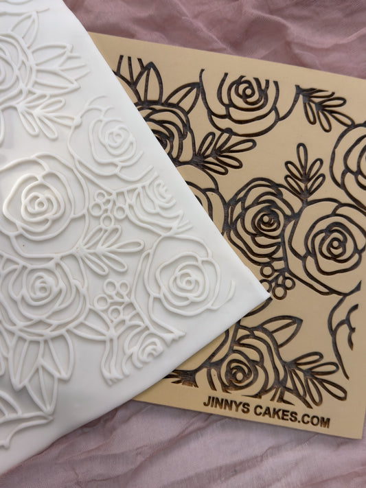Sketch Rose Floral Embossing Mat