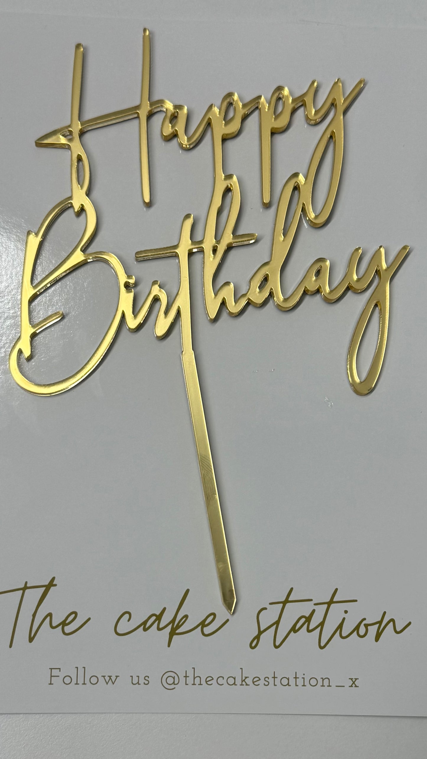 Gold “Happy Birthday” Acrylic Cake Topper – by The Cake Station