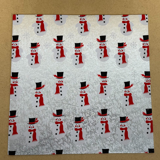 10'' (254mm) Christmas Double Thick Square Silver Snowman Cake Card