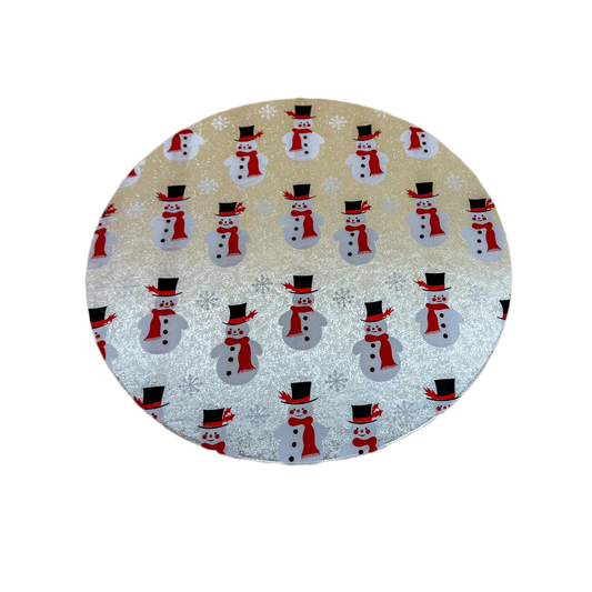 10'' (254mm) Christmas Double Thick Round Snowman Cake Card