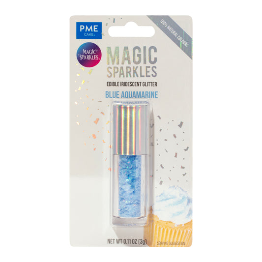 PME MAGIC SPARKLES, EDIBLE IRIDESCENT GLITTER – BLUE AQUAMARINE (3G)