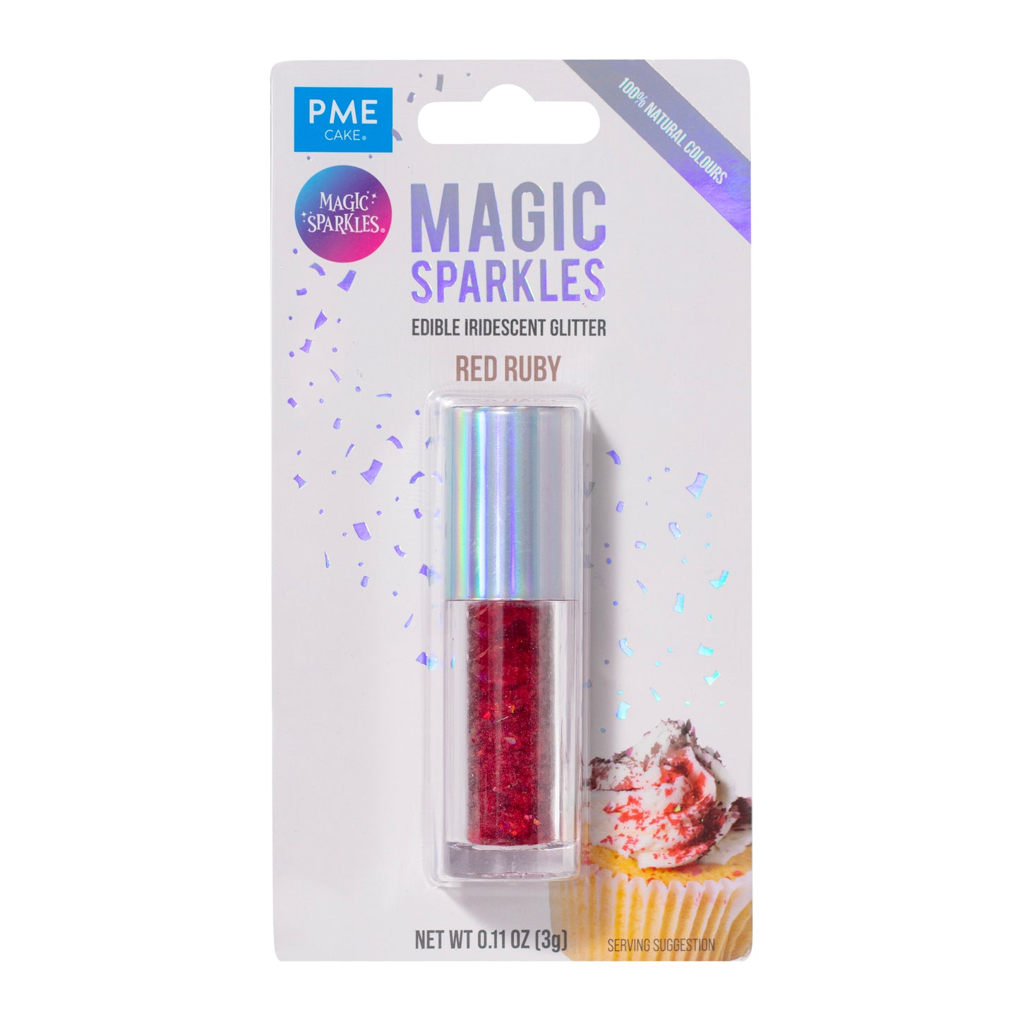 PME MAGIC SPARKLES, EDIBLE IRIDESCENT GLITTER – RED RUBY (3G)