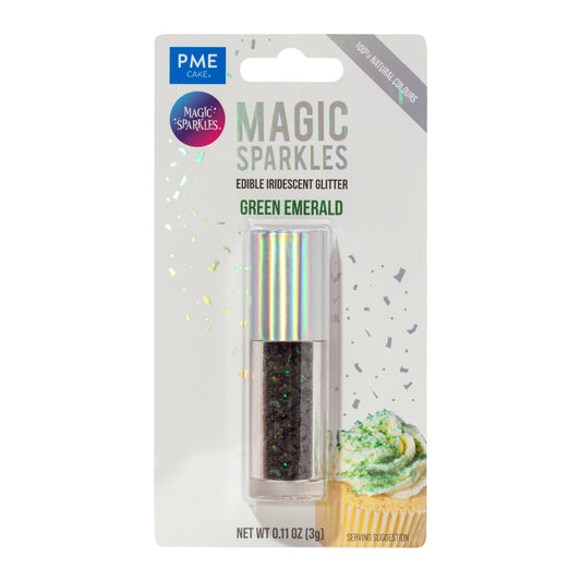 PME MAGIC SPARKLES, EDIBLE IRIDESCENT GLITTER – GREEN EMERALD (3G)