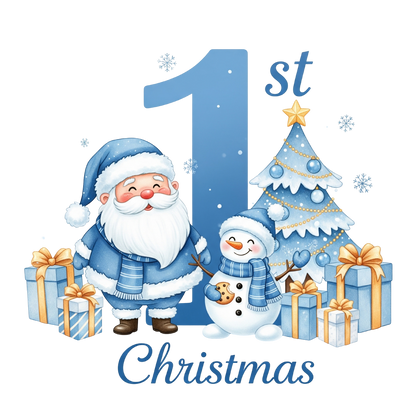 Christmas First Blue Cup Cake Toppers  x 15 precut