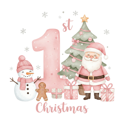 Christmas First Pink Cup Cake Toppers  x 15 precut