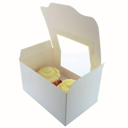 White 2 Cavity Cupcake / Muffin Box