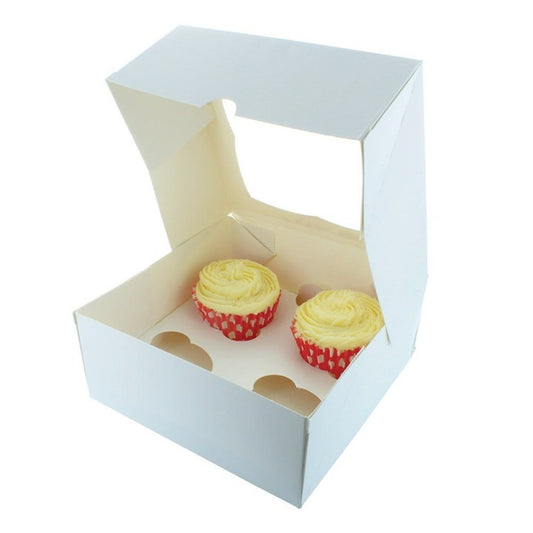 White 4 Cavity Cupcake / Muffin Box