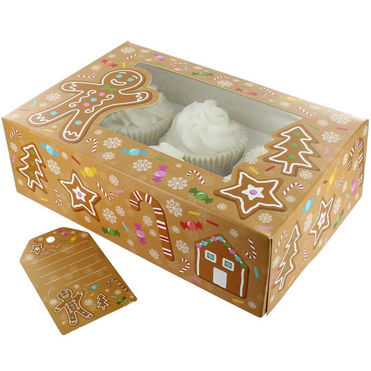 6/12 Cupcake Box & Gift Tag - Gingerbread
