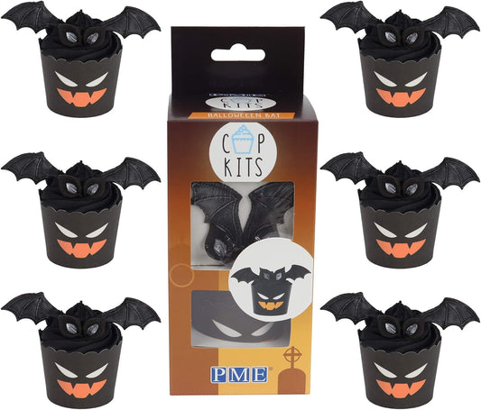 HALLOWEEN BAT CUPCAKE DECORATING KIT WITH EDIBLE TOPPERS