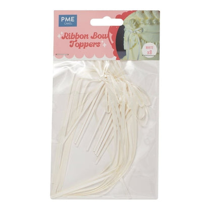 PME Ribbon Bow Cake Toppers – White (Pack of 8)
