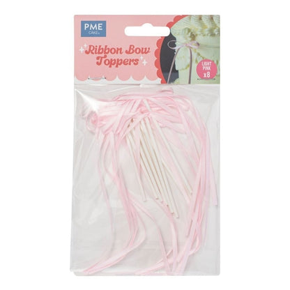 PME Ribbon Bow Cake Toppers –Light Pink (Pack of 8)