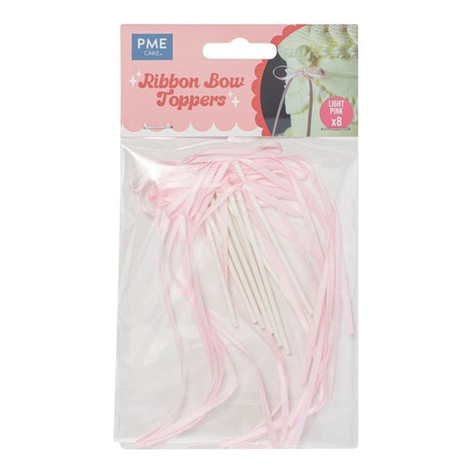 PME Ribbon Bow Cake Toppers –Light Pink (Pack of 8)