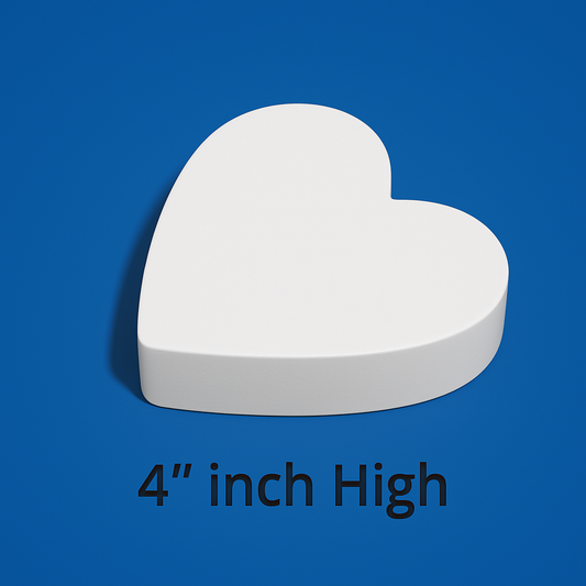 8 inch  Heart Cake Dummy 4" High