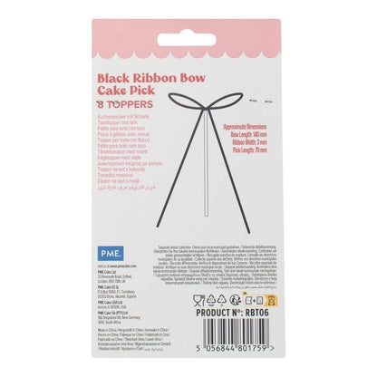 PME Ribbon Bow Cake Toppers – Black (Pack of 8)