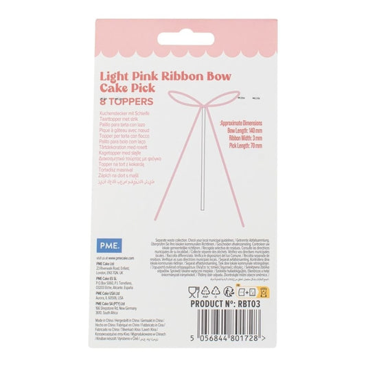 PME Ribbon Bow Cake Toppers –Light Pink (Pack of 8)