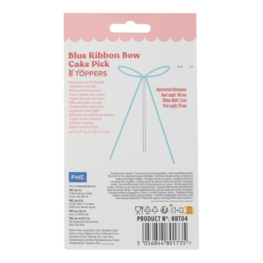 PME Ribbon Bow Cake Toppers – Blue (Pack of 8)