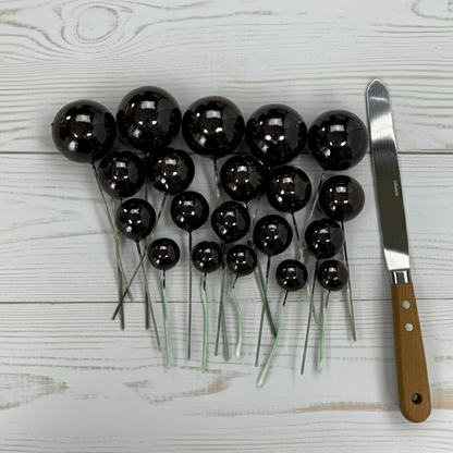 Black Faux Ball Toppers for Cake Decoration (20 Pcs)