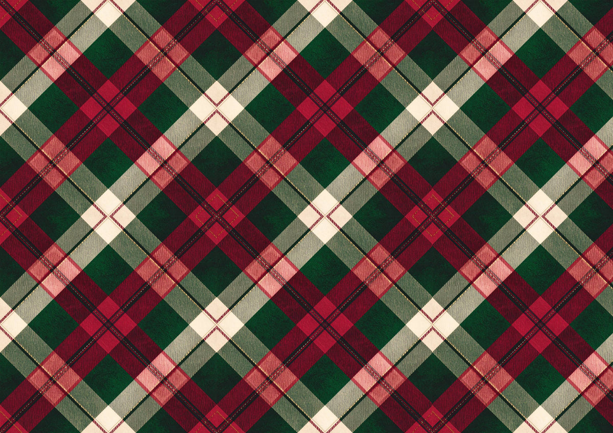 Diagonal Red And Green Tartan Downloadable Cake Wrap