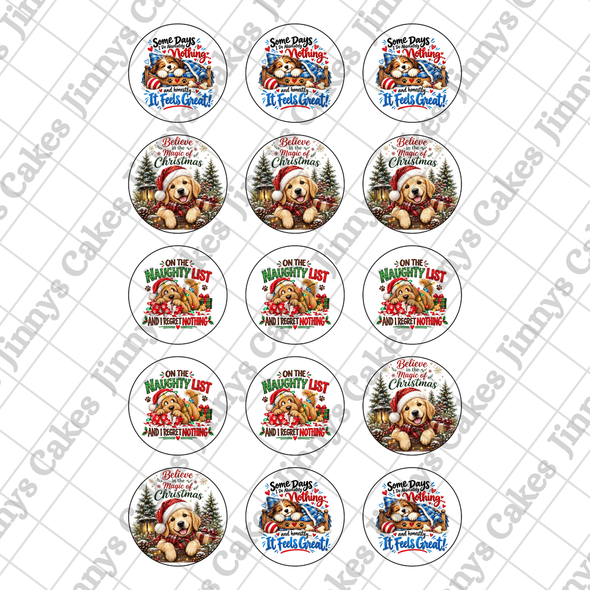 Cute Christmas Dogs Downloadable Cupcake Toppers (watermark removed on download)