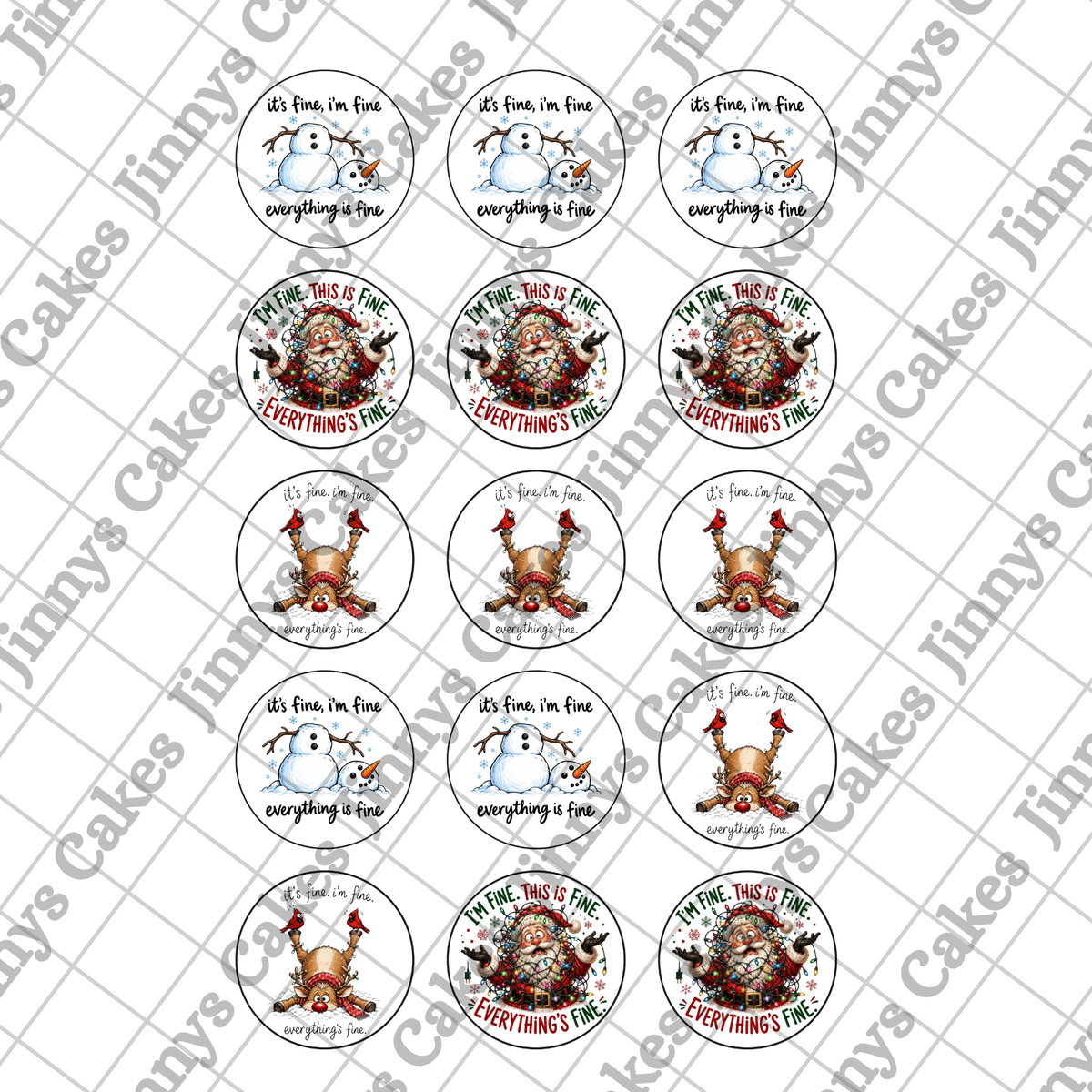 I'm Fine!! Christmas Downloadable Cupcake Toppers (watermark removed on download)