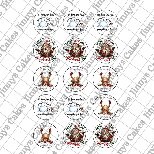 I'm Fine!! Christmas Downloadable Cupcake Toppers (watermark removed on download)