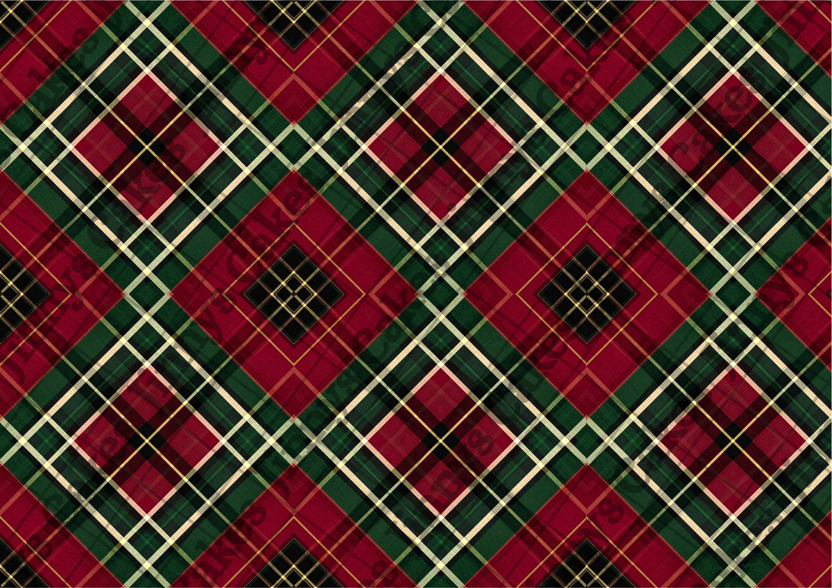 Geographical Tartan Downloadable Cake Wrap  (watermark removed on download)