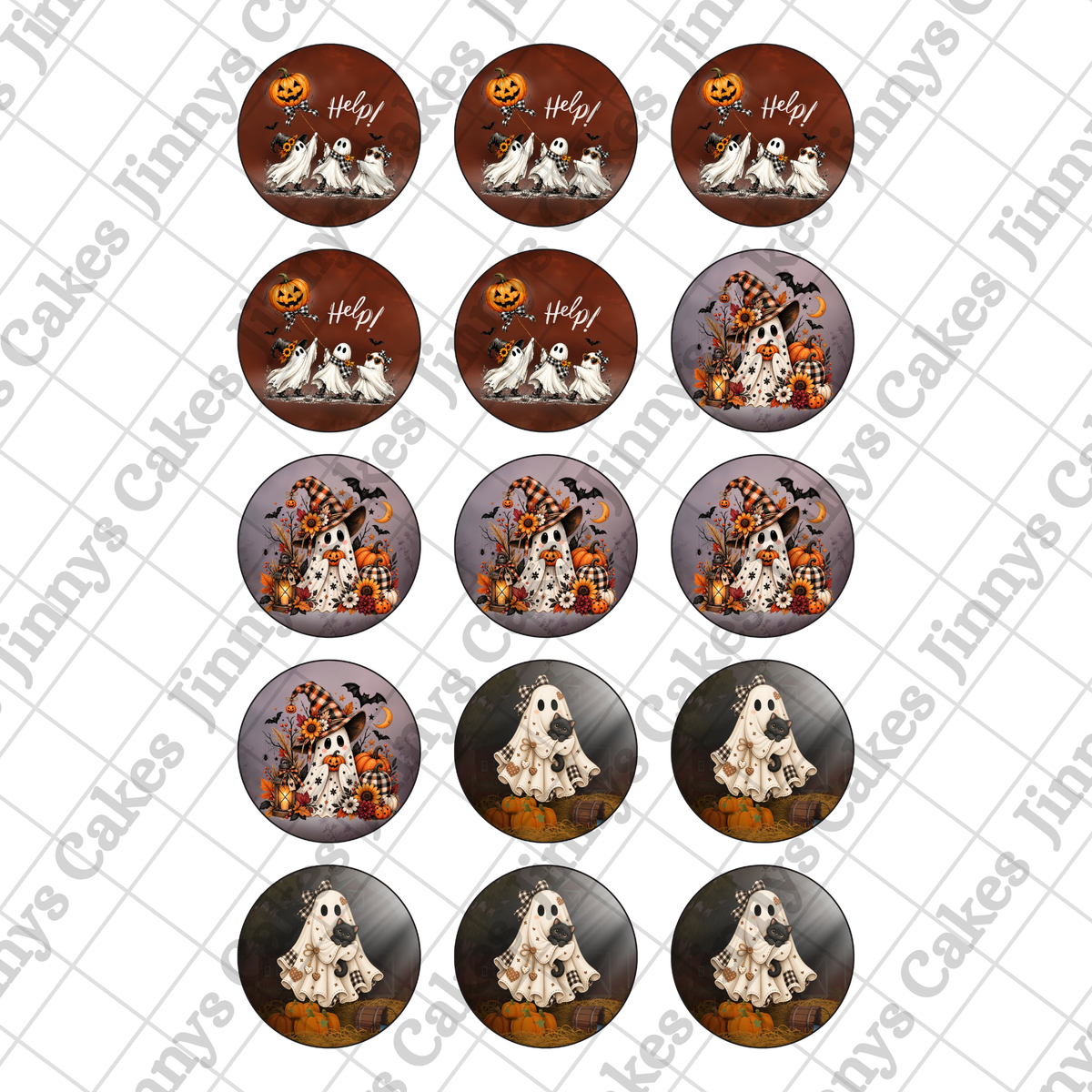Ghost Set Digital Cupcake Toppers (watermark removed on download)